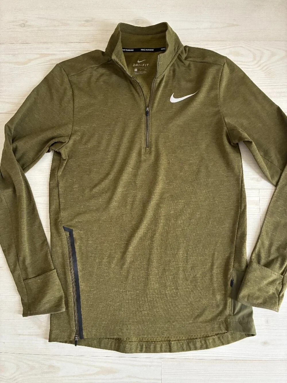 Nike Men's Therma Sphere Element 1/4-Zip Running Pullover Top Olive Green Size S